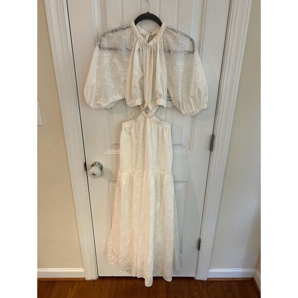 Significant Other Ivory Skyler Open Back Puff Sleeve‎ Midi Dress Sz 6 NWT - Picture 3 of 8